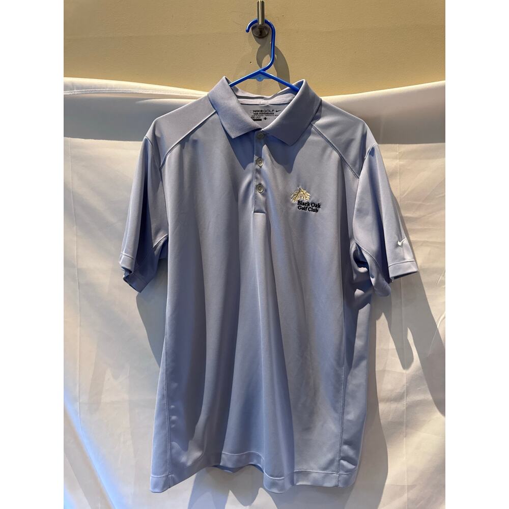 Nike golf tour performance dri fit light periwinkle black oak golf club polo L